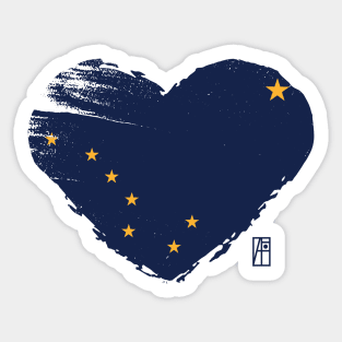 U.S. State - I Love Alaska - Alaska Flag Sticker